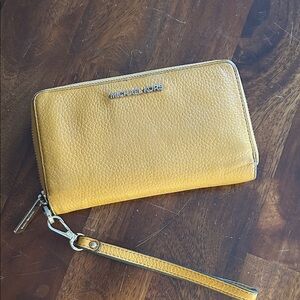 Michael Kors Mustard Wristlet Clutch